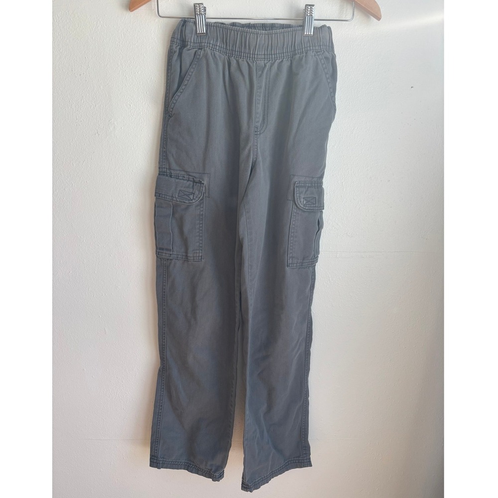 The Childrens Place Boys Gray Cotton Twill Cargo Pants Adjustable‎ Waist Size 12